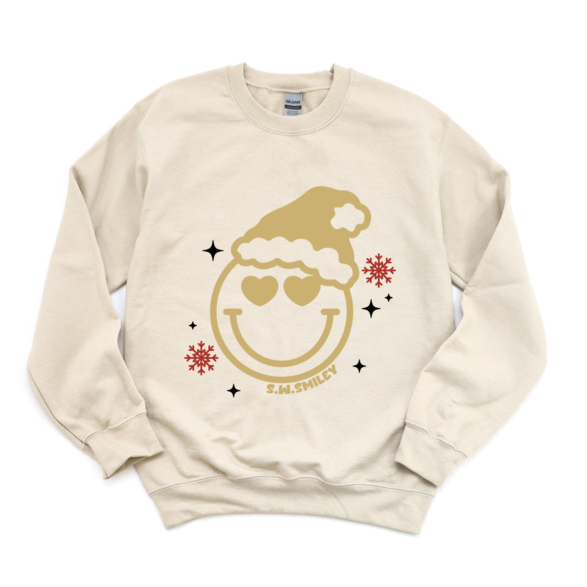 S.W.Smiley Christmas Heart Eyes - Women's Graphic Sweatshirt