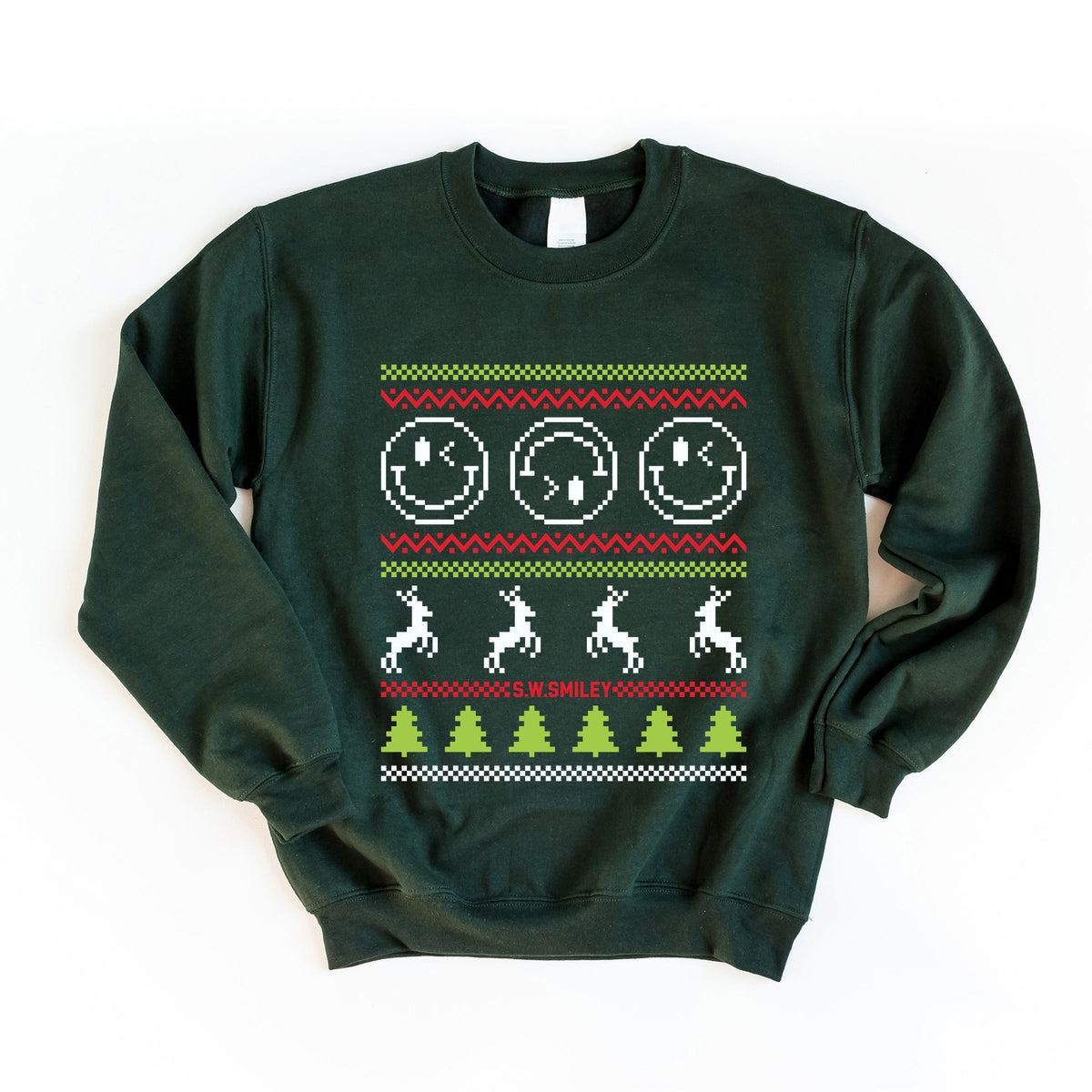 S.W.Smiley Ugly Christmas Sweater Pixels - Women's Graphic Sweatshirt