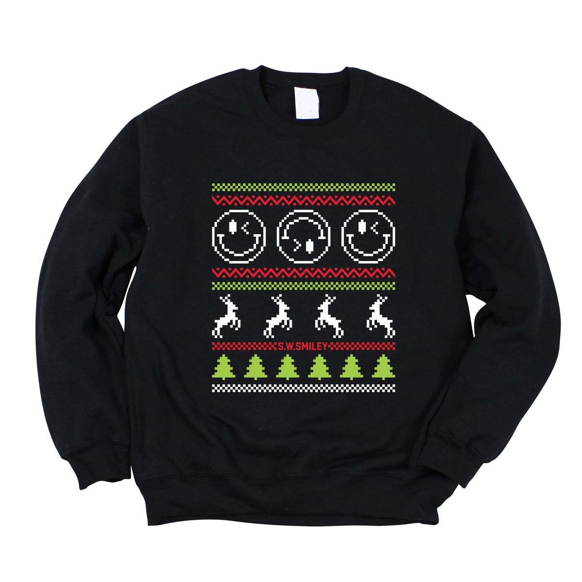 S.W.Smiley Ugly Christmas Sweater Pixels - Women's Graphic Sweatshirt