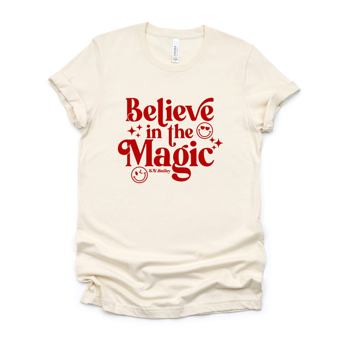 S.W.Smiley Believe in Magic Sparkle - Women's Short Sleeve Graphic T-Shirt