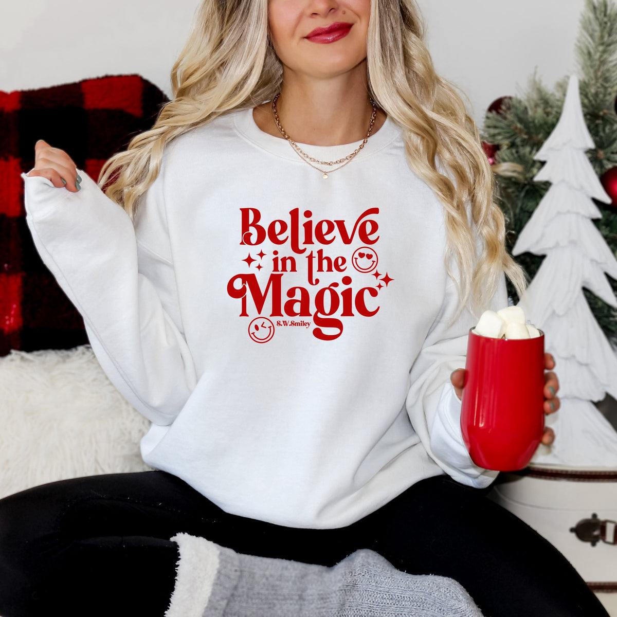 S.W.Smiley Believe in Magic Sparkle - Women's Graphic Sweatshirt