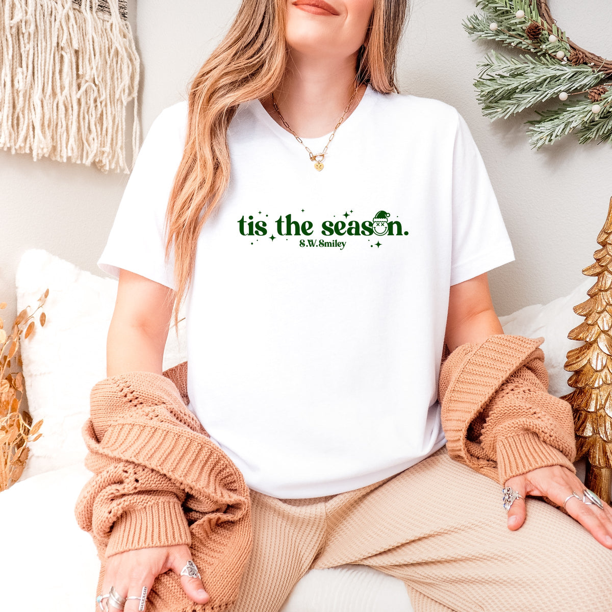 S.W.Smiley Tis The Season Sparkle - Women's Short Sleeve Graphic T-Shirt
