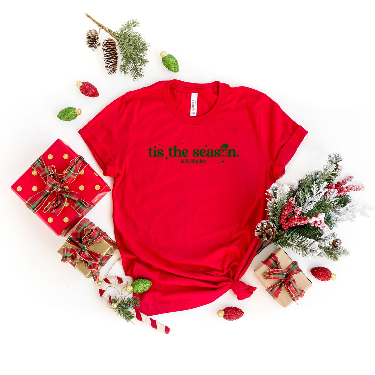 S.W.Smiley Tis The Season Sparkle - Women's Short Sleeve Graphic T-Shirt