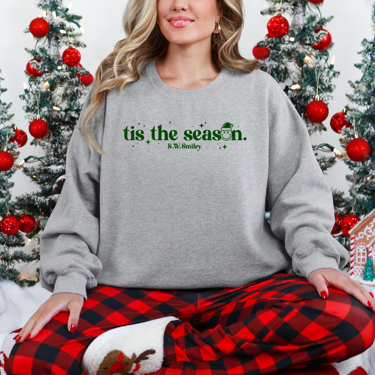 S.W.Smiley Tis The Season Sparkle - Women's Graphic Sweatshirt