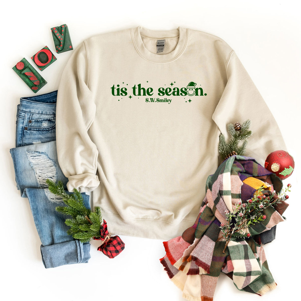 S.W.Smiley Tis The Season Sparkle - Women's Graphic Sweatshirt