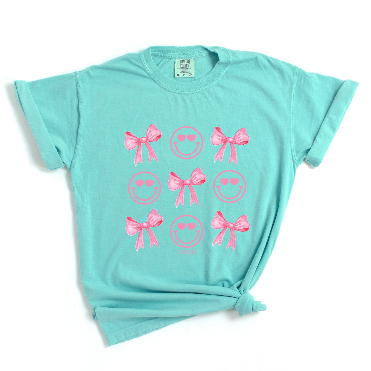 S.W.Smiley Smiley Face Coquette Chart - Women's Garment Dyed Graphic T-Shirt