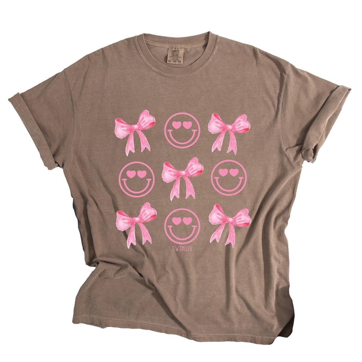 S.W.Smiley Smiley Face Coquette Chart - Women's Garment Dyed Graphic T-Shirt