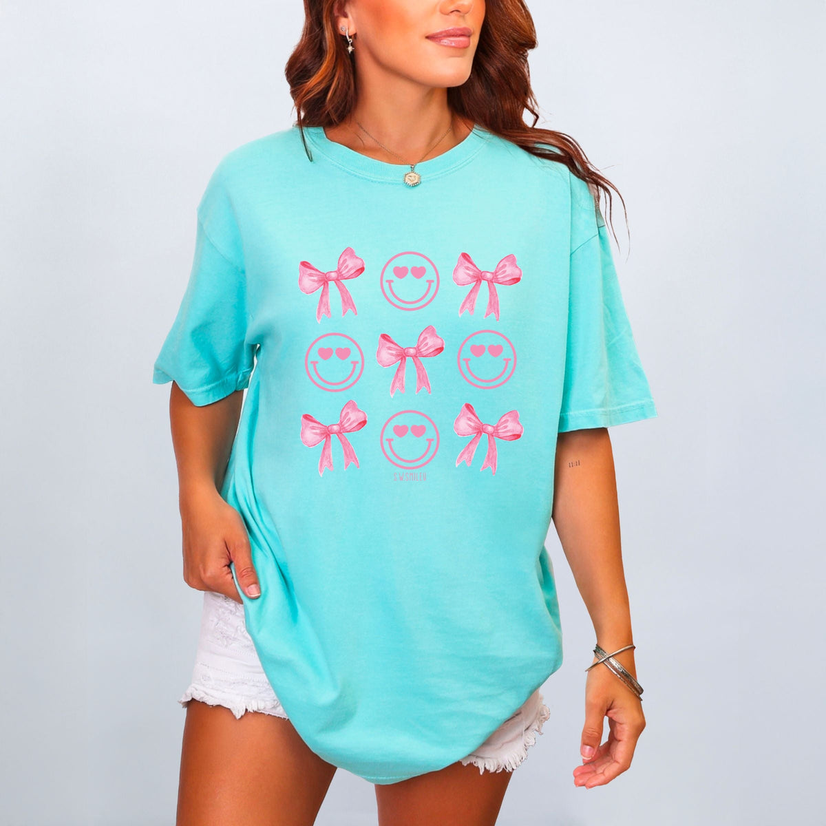 S.W.Smiley Smiley Face Coquette Chart - Women's Garment Dyed Graphic T-Shirt
