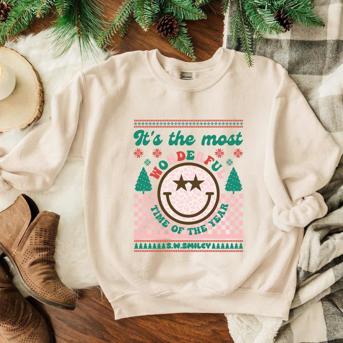S.W.Smiley The Most Wonderful Time Smiley -  Women's Graphic Sweatshirt