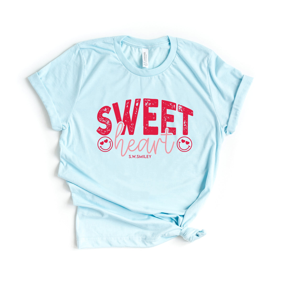 S.W.Smiley Sweet Heart Distressed - Women's Short Sleeve Graphic T-Shirt