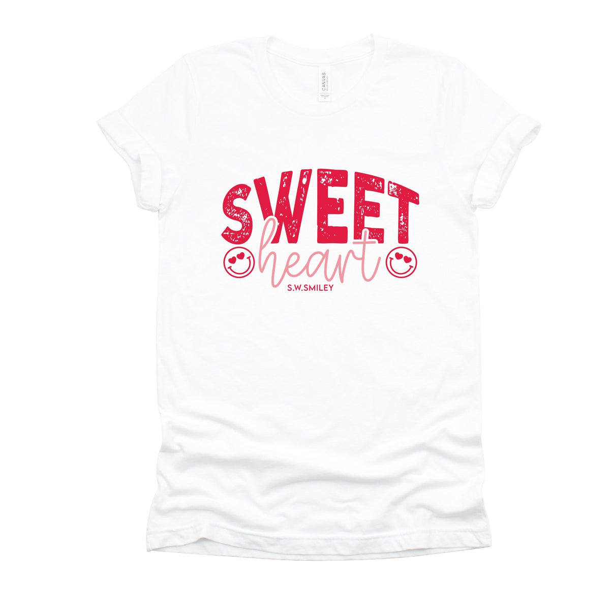 S.W.Smiley Sweet Heart Distressed - Women's Short Sleeve Graphic T-Shirt