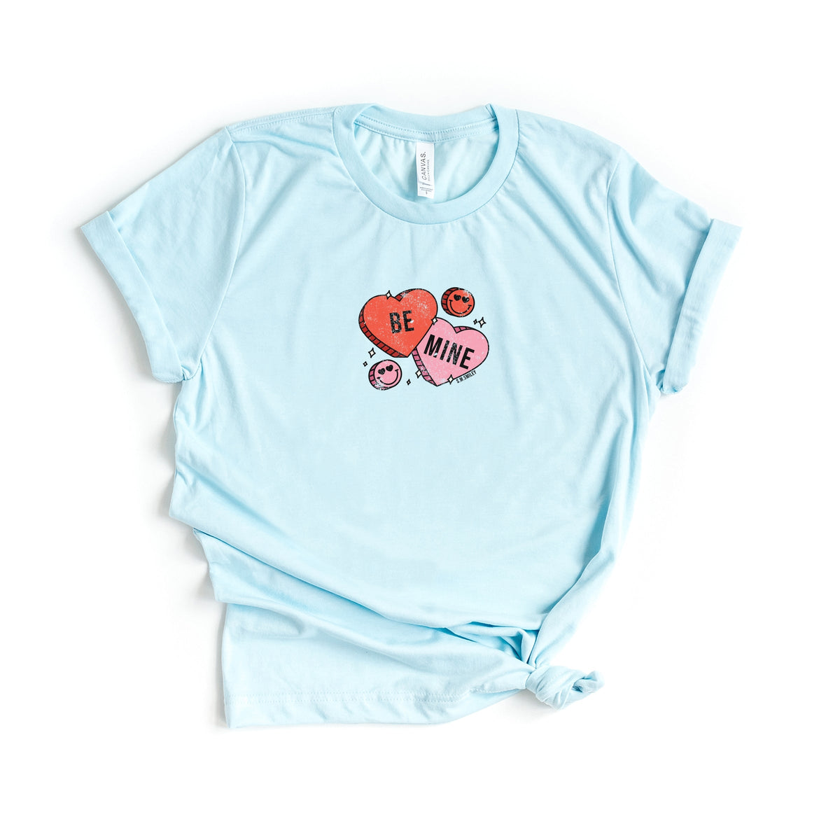 S.W.Smiley Be Mine Hearts Distressed - Women's Short Sleeve Graphic T-Shirt