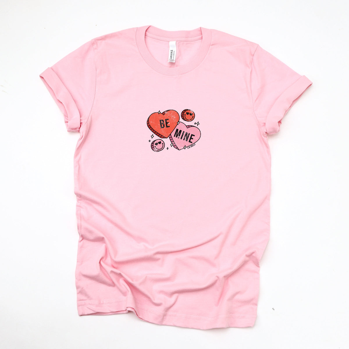S.W.Smiley Be Mine Hearts Distressed - Women's Short Sleeve Graphic T-Shirt