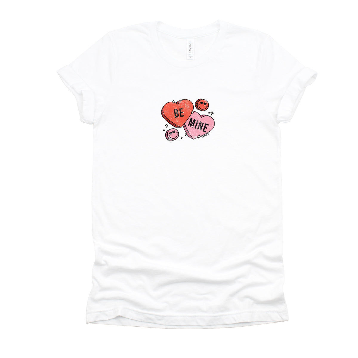 S.W.Smiley Be Mine Hearts Distressed - Women's Short Sleeve Graphic T-Shirt