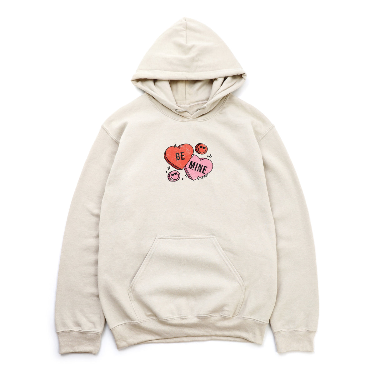 S.W.Smiley Be Mine Hearts Distressed - Women's Graphic Hoodie
