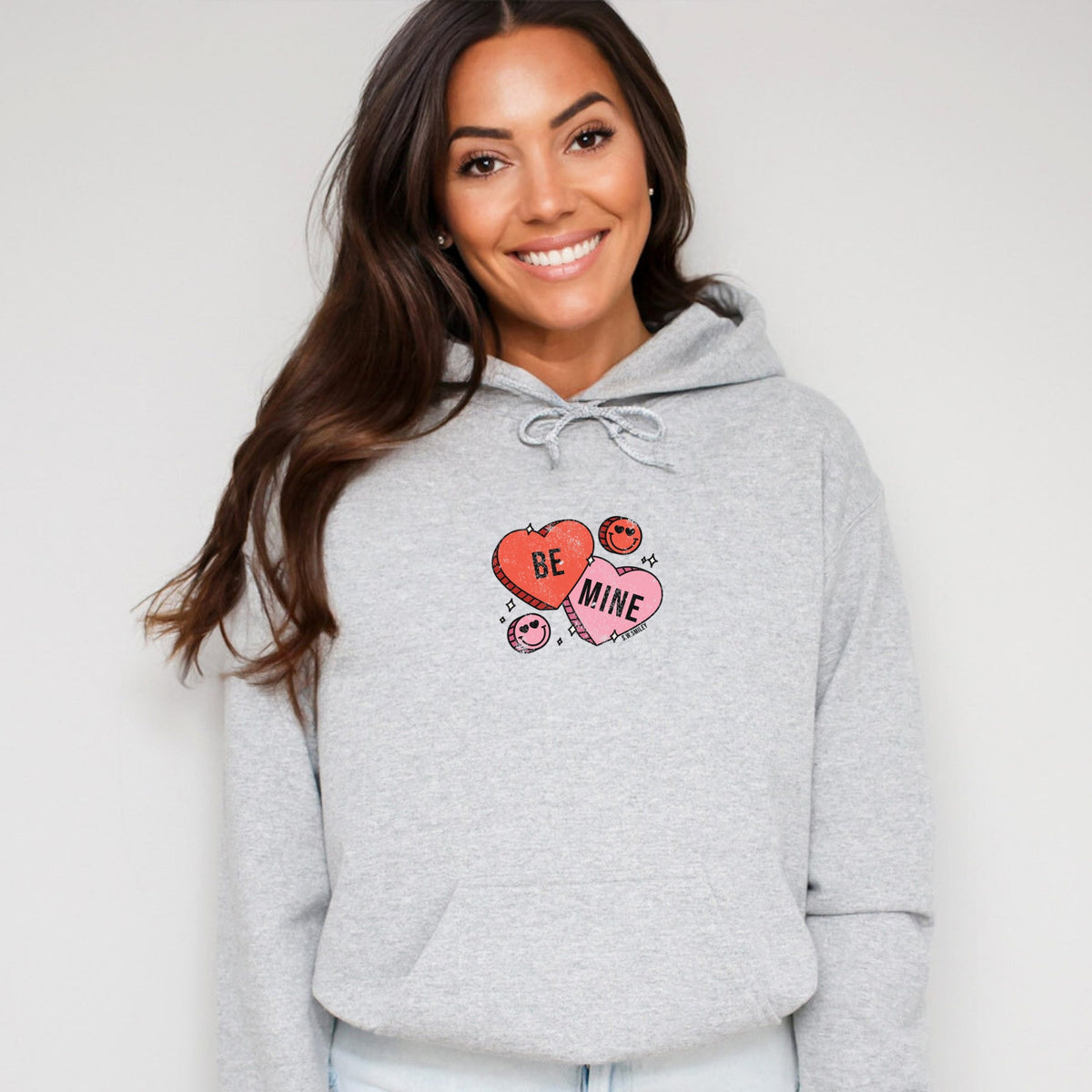 S.W.Smiley Be Mine Hearts Distressed - Women's Graphic Hoodie