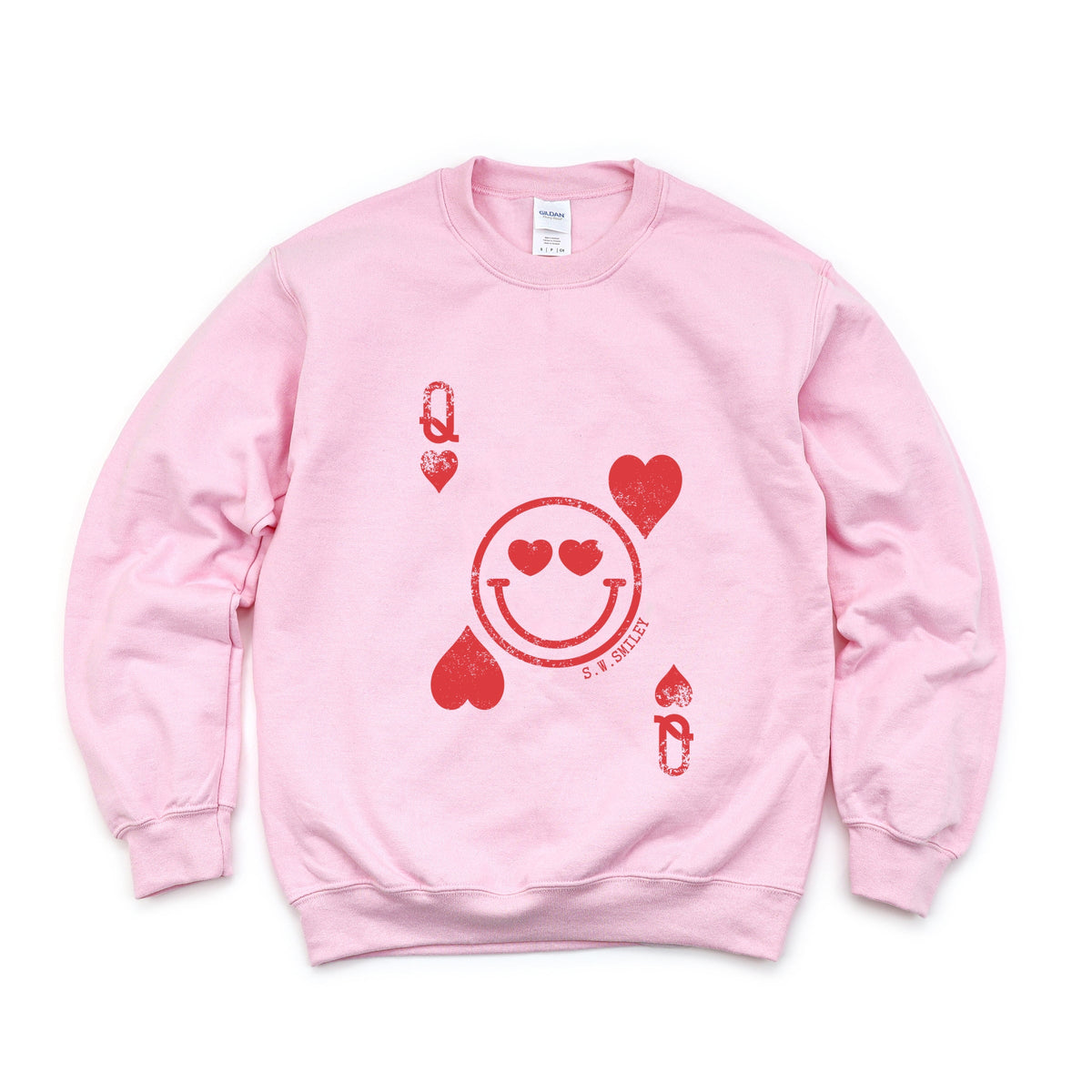 S.W.Smiley Queen of Hearts Distressed - Women's Graphic Sweatshirt
