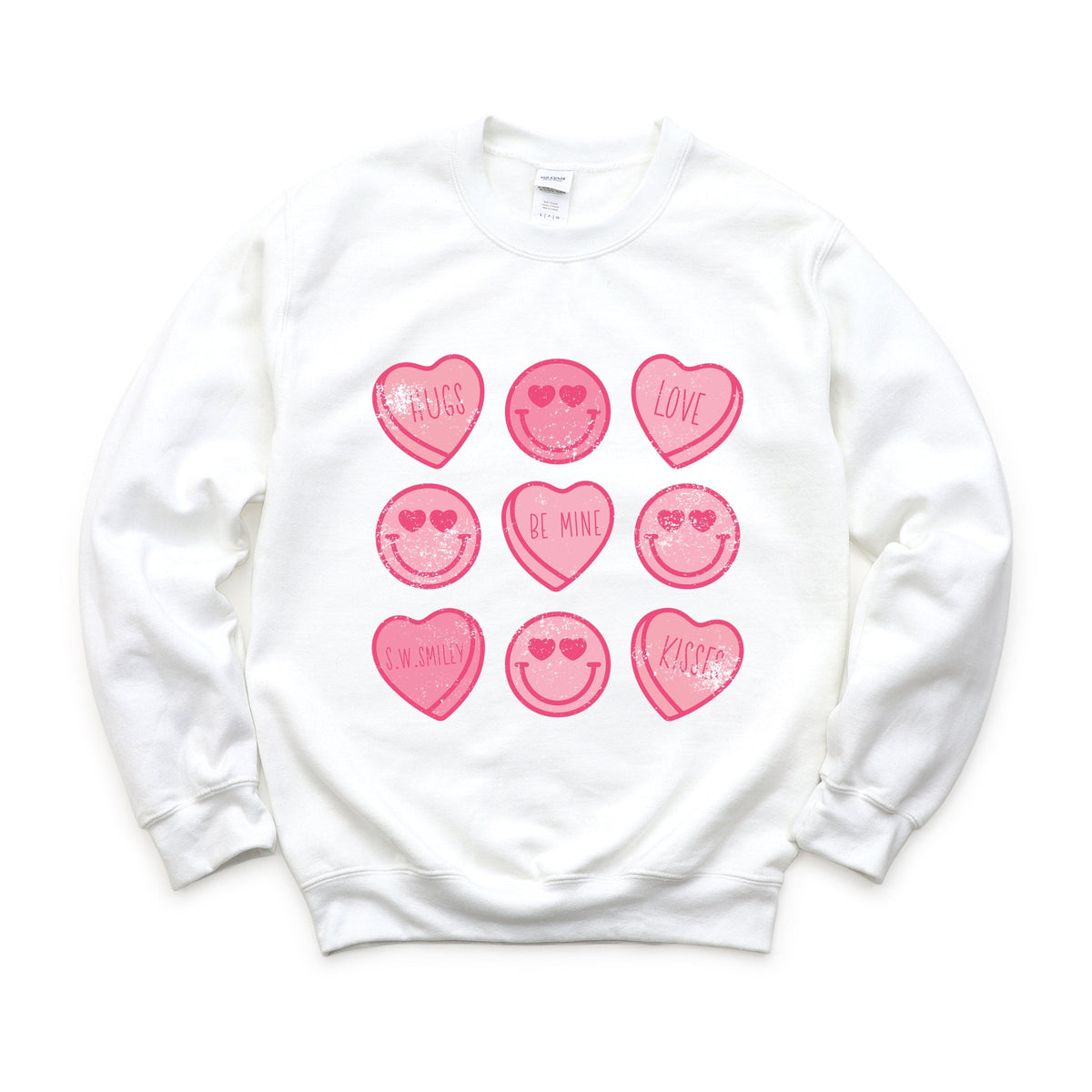S.W.Smiley Sweethearts Chart Distressed - Women's Graphic Sweatshirt