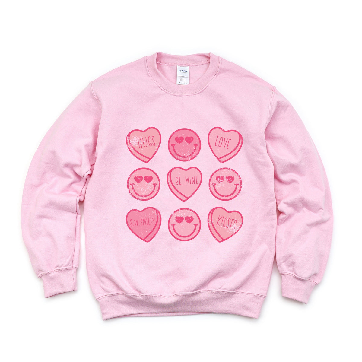 S.W.Smiley Sweethearts Chart Distressed - Women's Graphic Sweatshirt