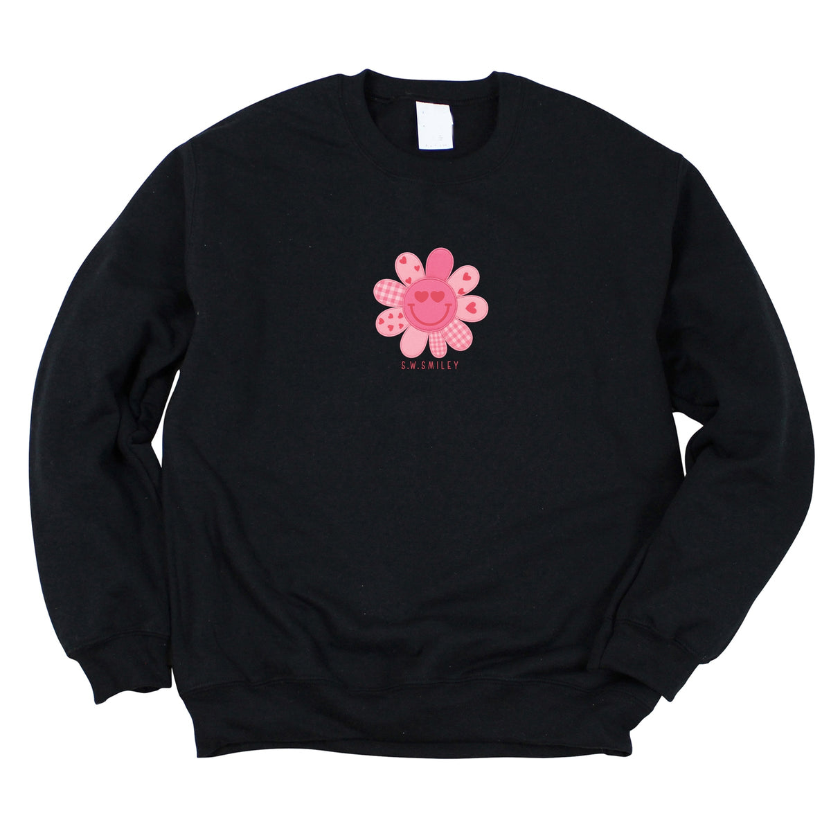S.W.Smiley Patchwork Flower Hearts - Women's Graphic Sweatshirt