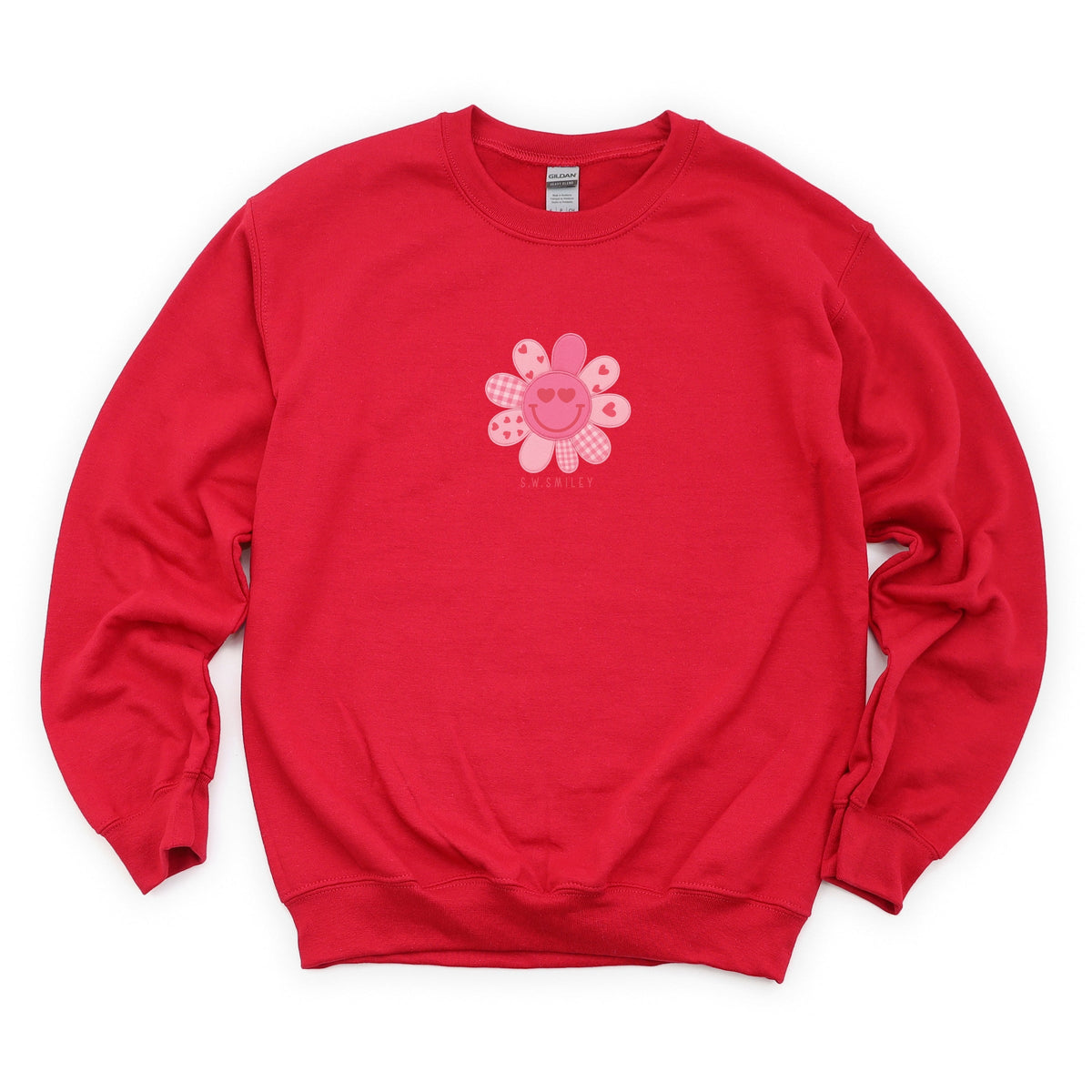 S.W.Smiley Patchwork Flower Hearts - Women's Graphic Sweatshirt