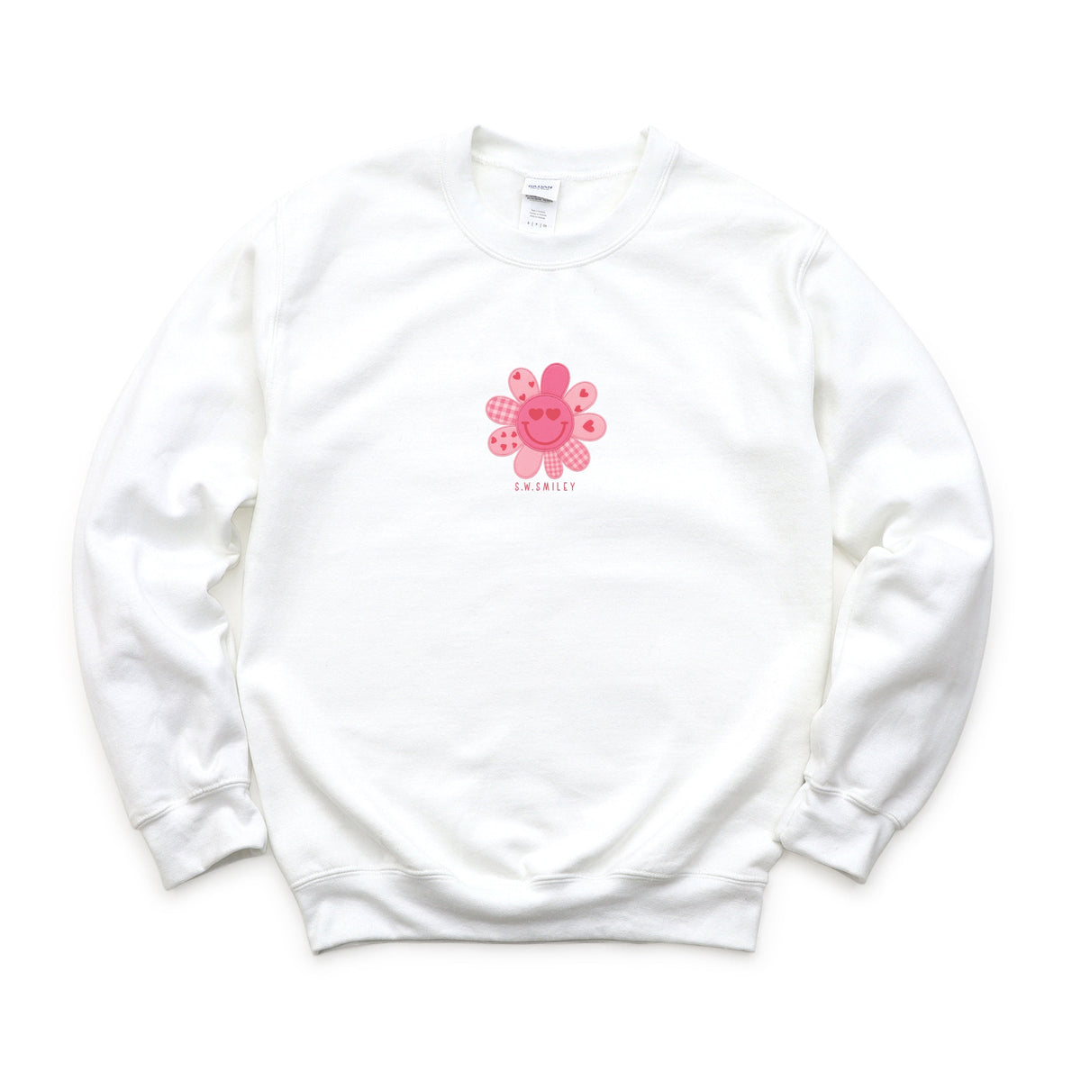 S.W.Smiley Patchwork Flower Hearts - Women's Graphic Sweatshirt