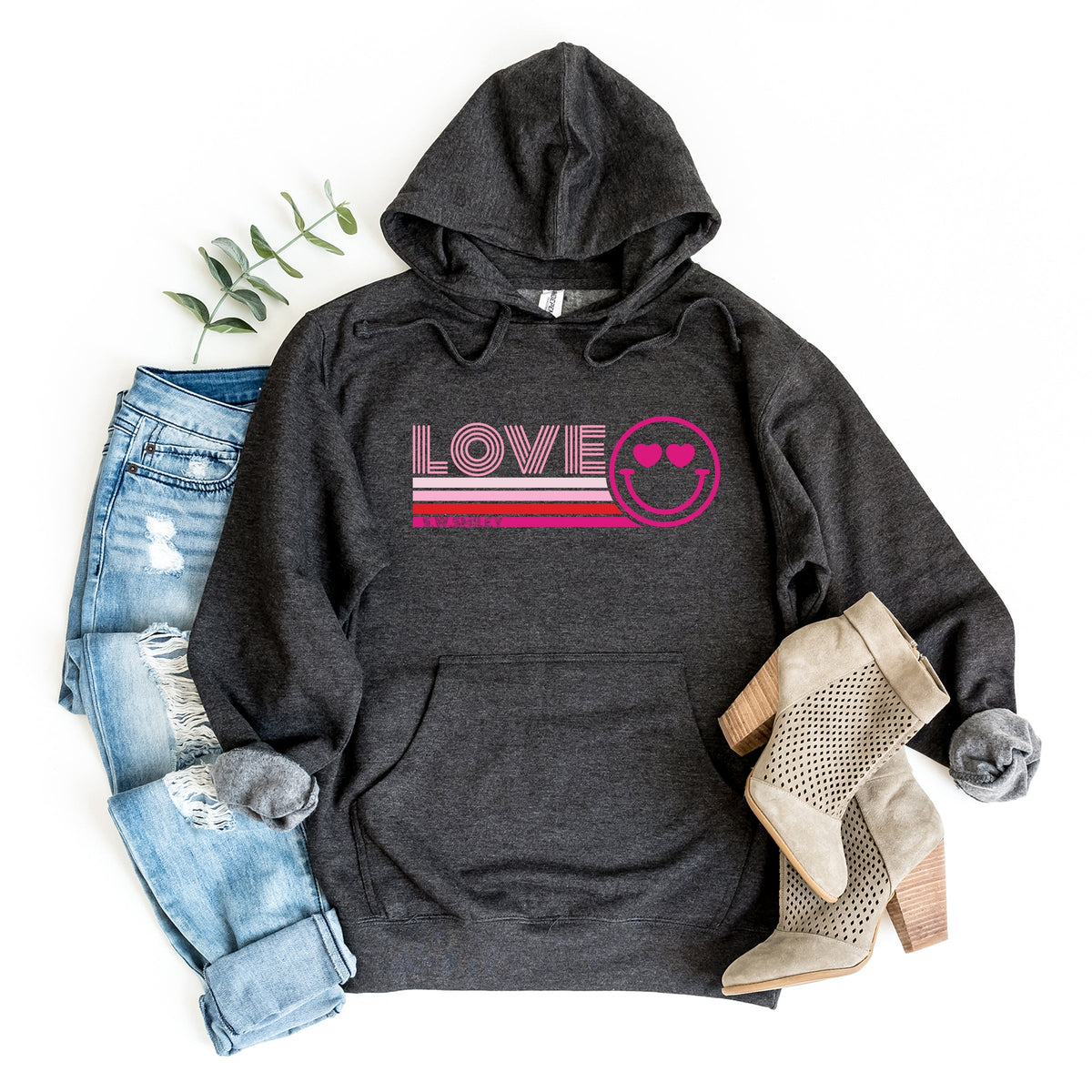 S.W.Smiley Love Retro Heart Eyes - Women's Graphic Hoodie