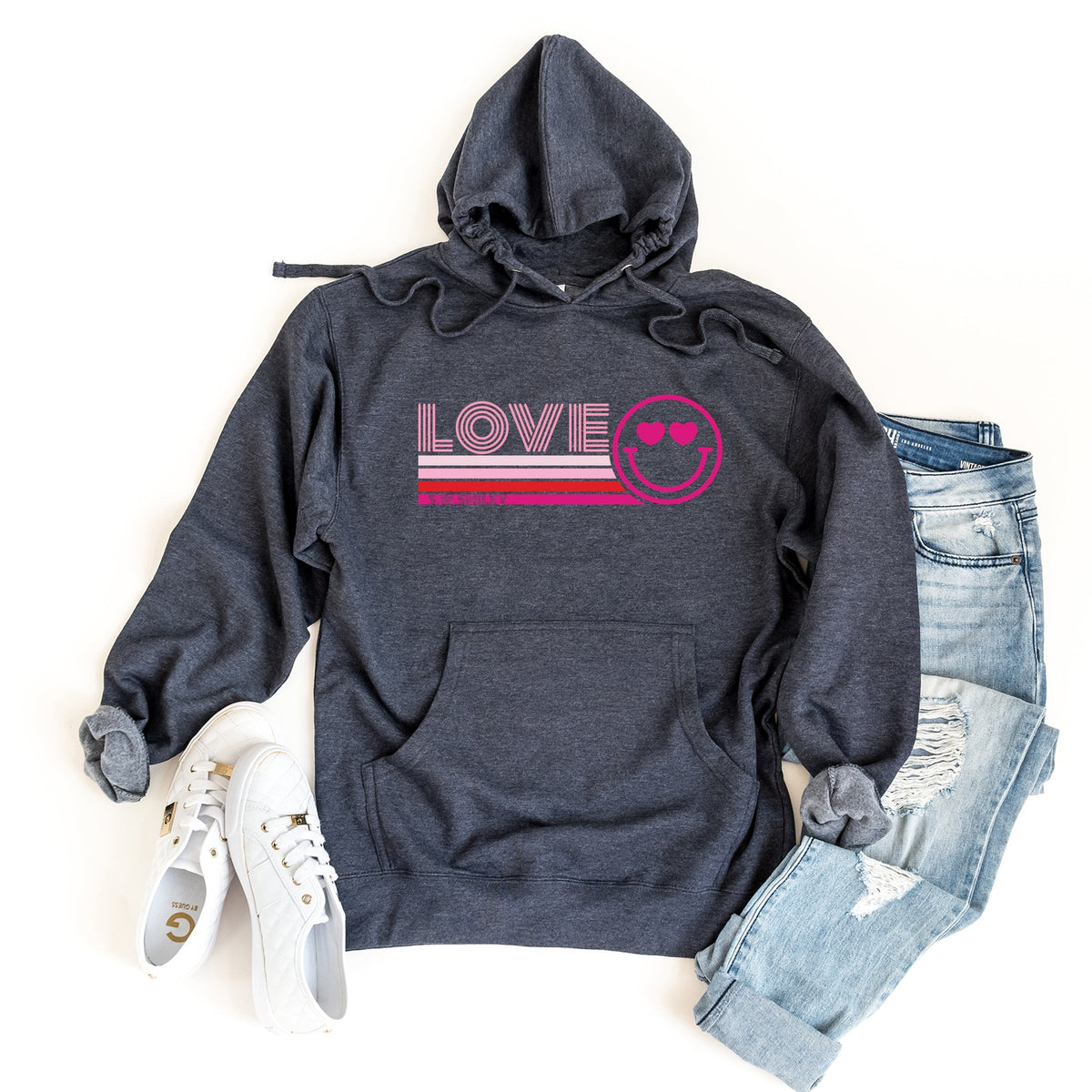 S.W.Smiley Love Retro Heart Eyes - Women's Graphic Hoodie