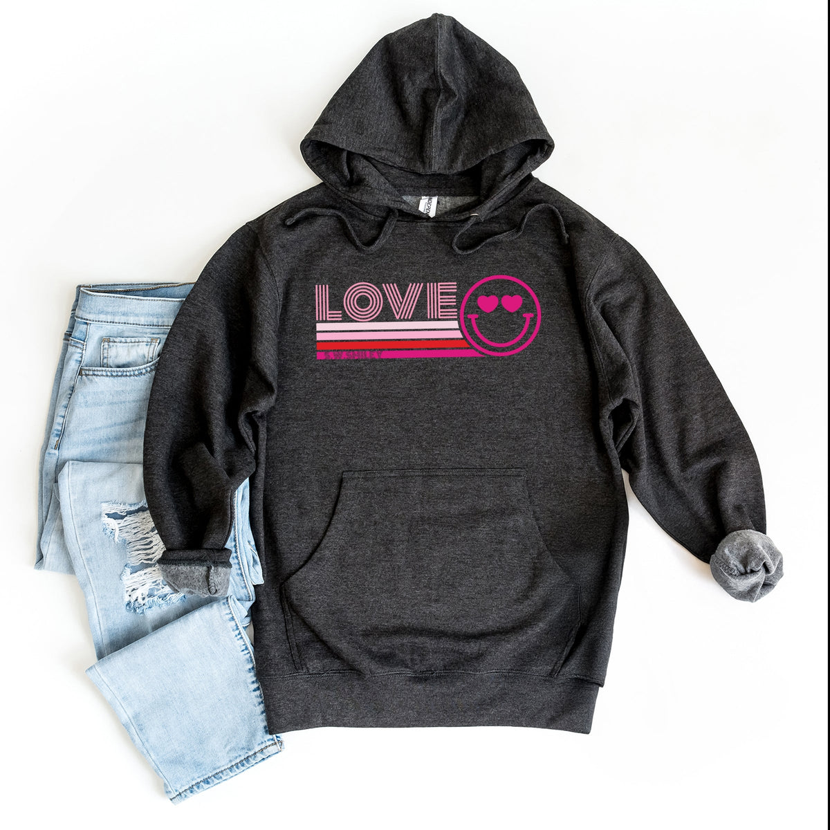 S.W.Smiley Love Retro Heart Eyes - Women's Graphic Hoodie