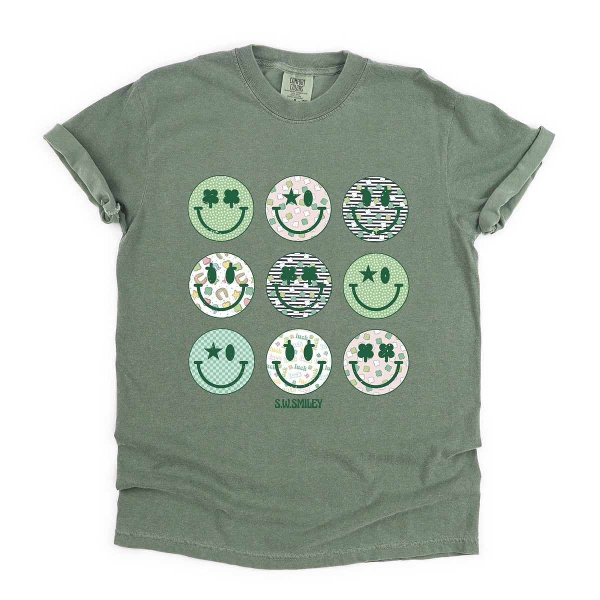 S.W.Smiley St. Patrick's Smiley Chart - Women's Garment Dyed Graphic T-Shirt