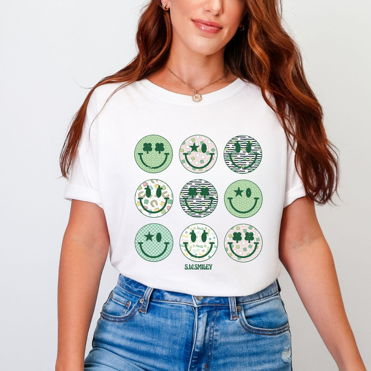 S.W.Smiley St. Patrick's Smiley Chart - Women's Garment Dyed Graphic T-Shirt
