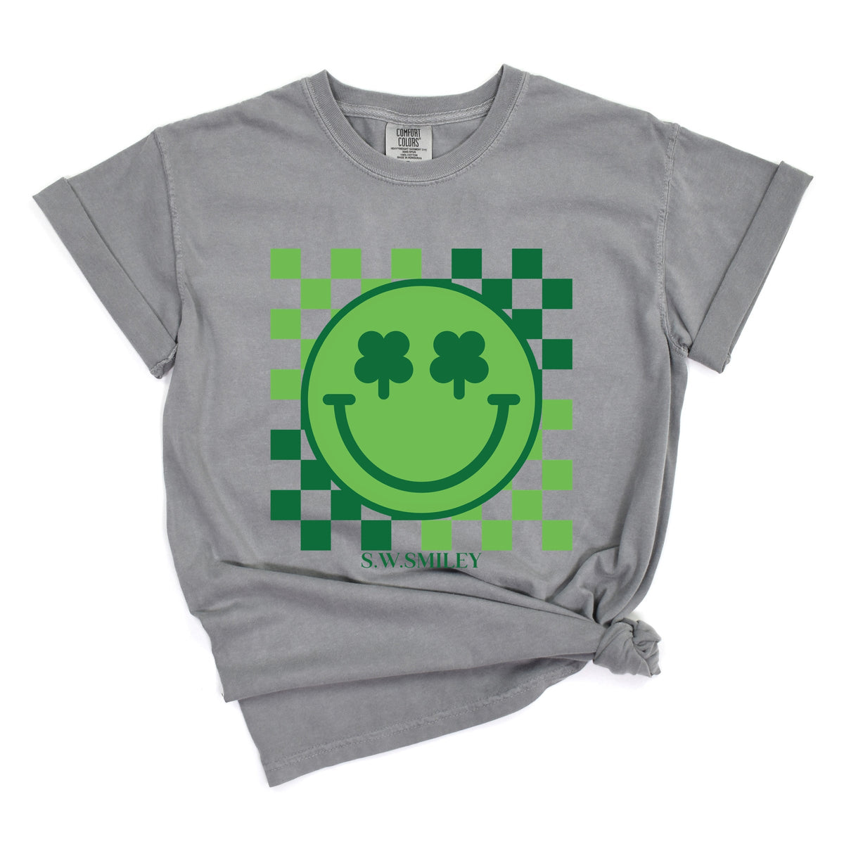 S.W.Smiley Clover Eyes Smiley - Women's Garment Dyed Graphic T-Shirt