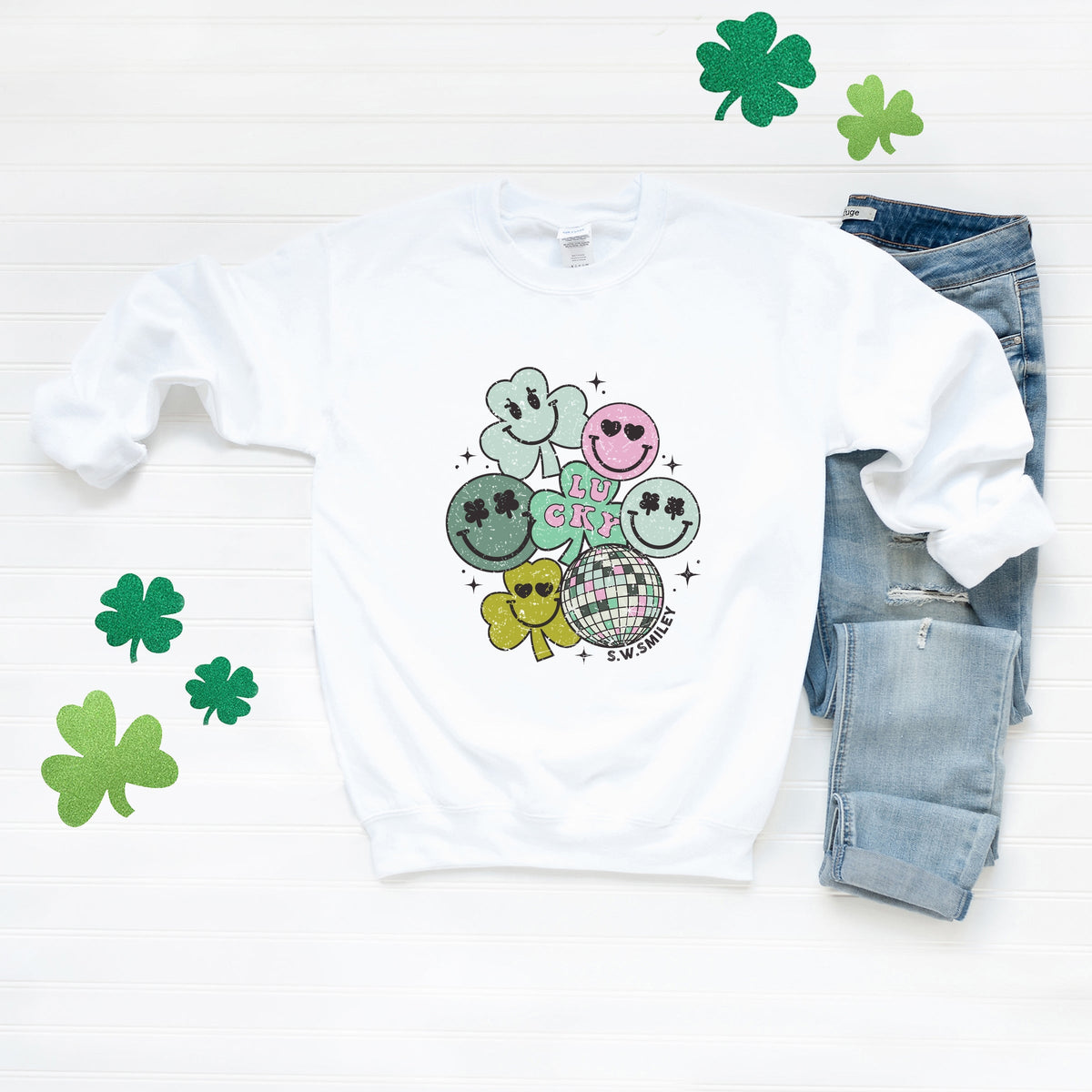 S.W.Smiley Lucky Smiley Disco -  Women's Graphic Sweatshirt