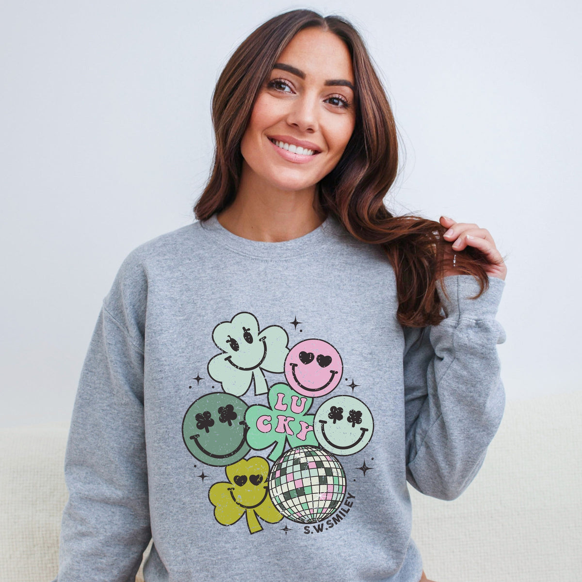 S.W.Smiley Lucky Smiley Disco -  Women's Graphic Sweatshirt