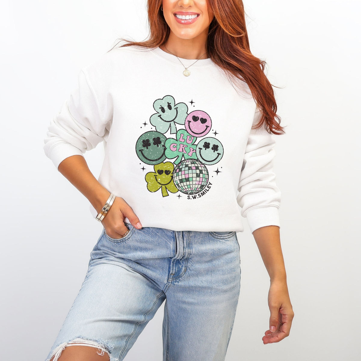 S.W.Smiley Lucky Smiley Disco -  Women's Graphic Sweatshirt