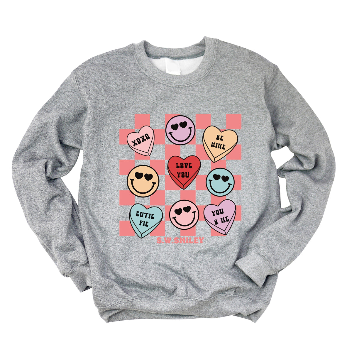 S.W.Smiley Candy Heart Smile Solid -  Women's Graphic Sweatshirt