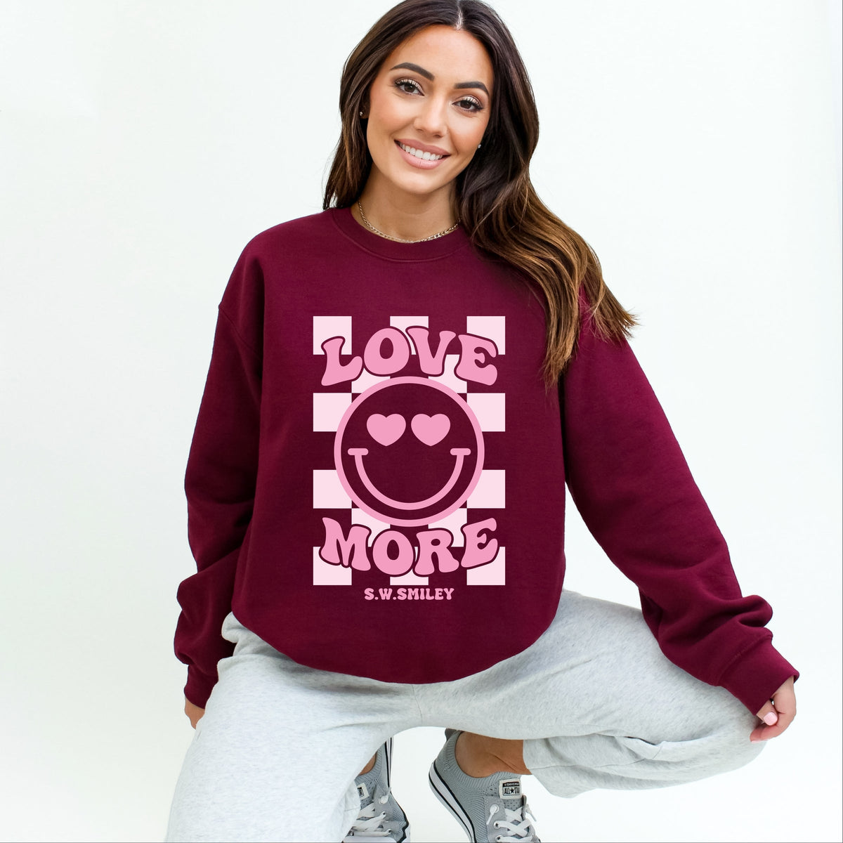 S.W.Smiley Love More Smiley -  Women's Graphic Sweatshirt