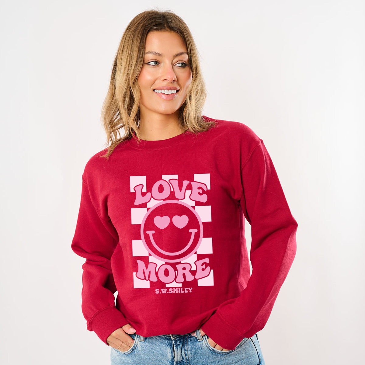 S.W.Smiley Love More Smiley -  Women's Graphic Sweatshirt