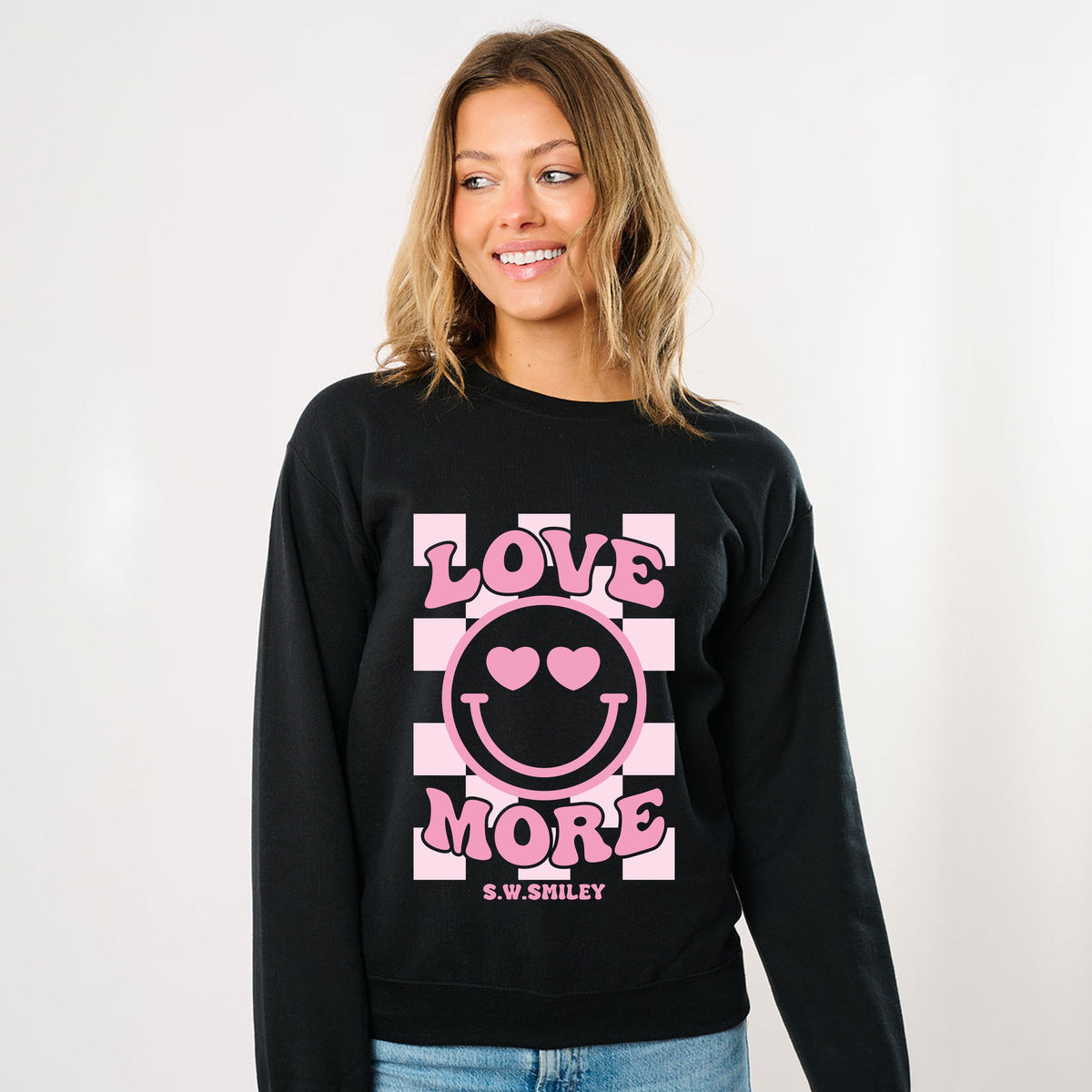 S.W.Smiley Love More Smiley -  Women's Graphic Sweatshirt