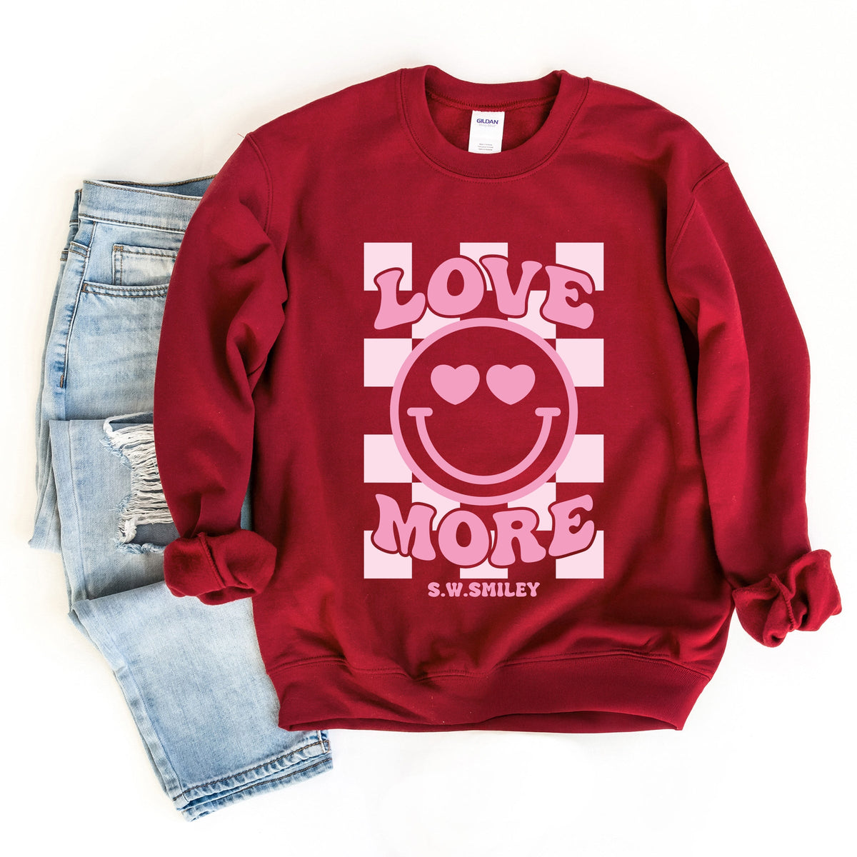 S.W.Smiley Love More Smiley -  Women's Graphic Sweatshirt