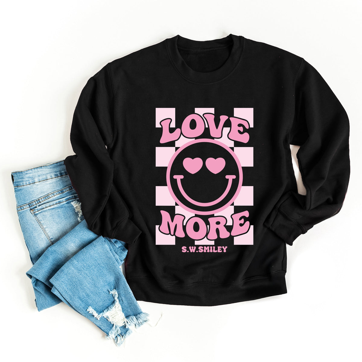 S.W.Smiley Love More Smiley -  Women's Graphic Sweatshirt