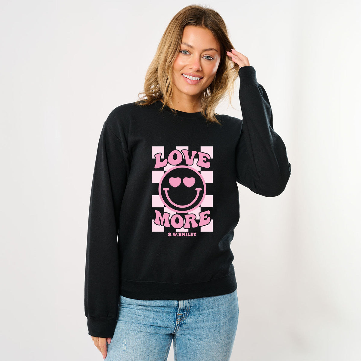 S.W.Smiley Love More Smiley -  Women's Graphic Sweatshirt