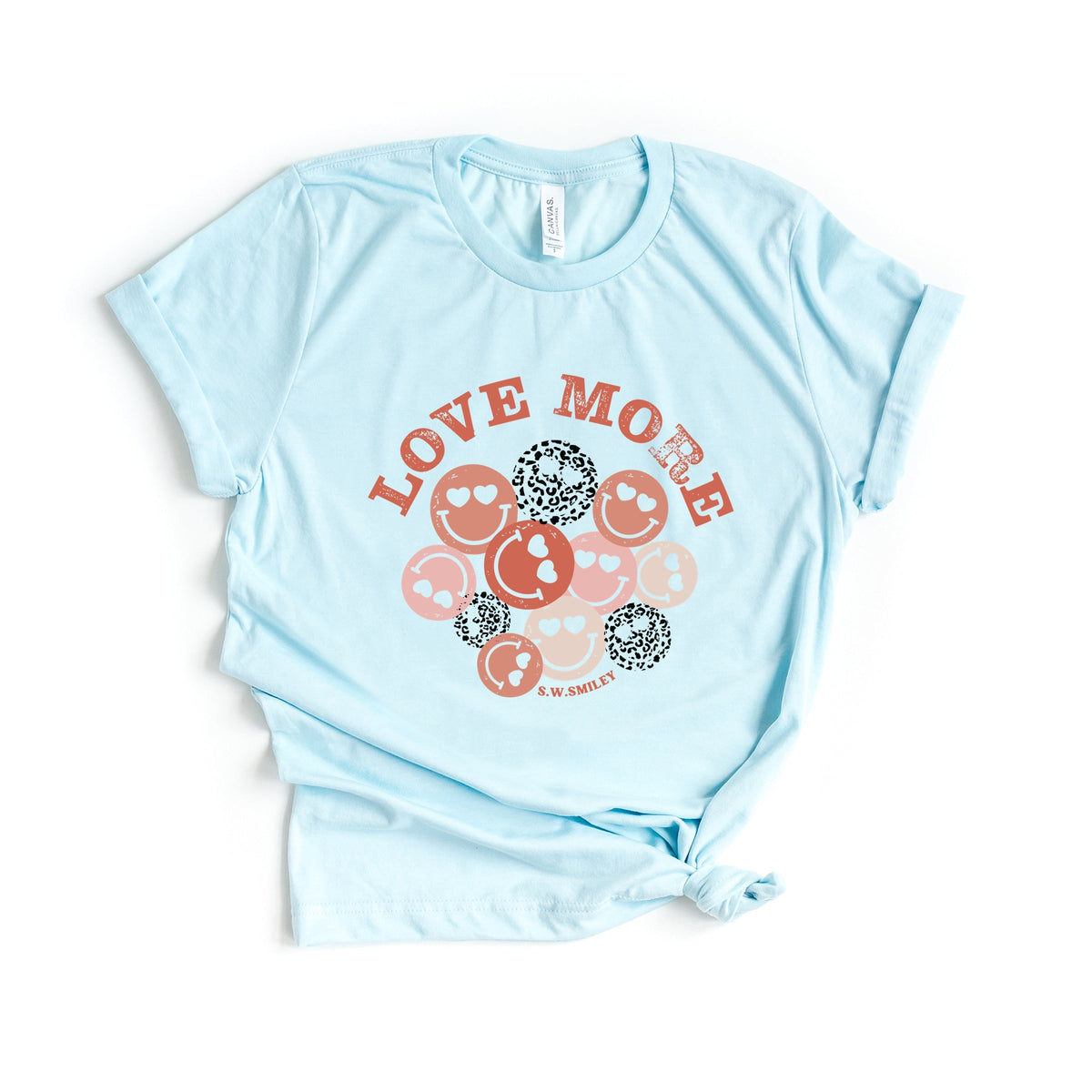 S.W.Smiley Love More Smiley Faces - Women's Short Sleeve Graphic T-Shirt