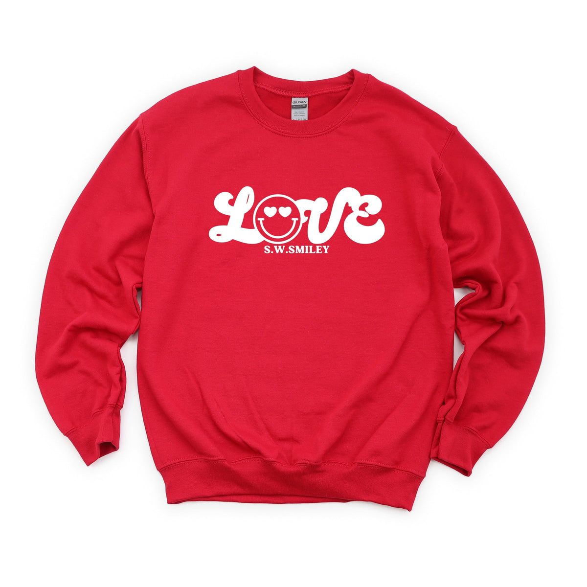 S.W.Smiley Love Cursive -  Women's Graphic Sweatshirt
