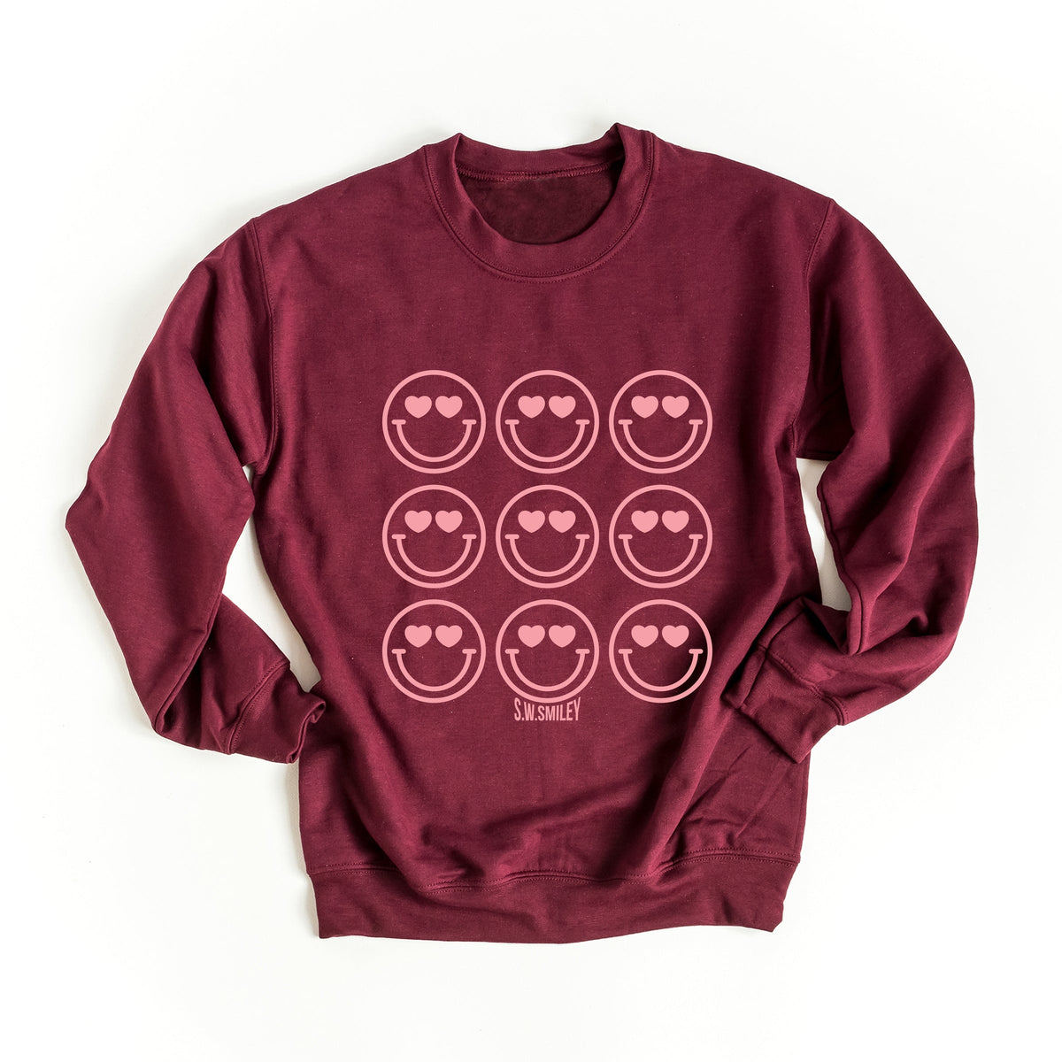 S.W.Smiley Love Smiley Grid -  Women's Graphic Sweatshirt