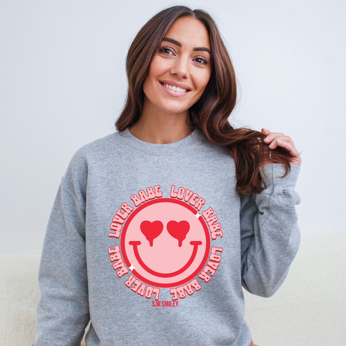 S.W.Smiley Lover Babe Smiley Face -  Women's Graphic Sweatshirt