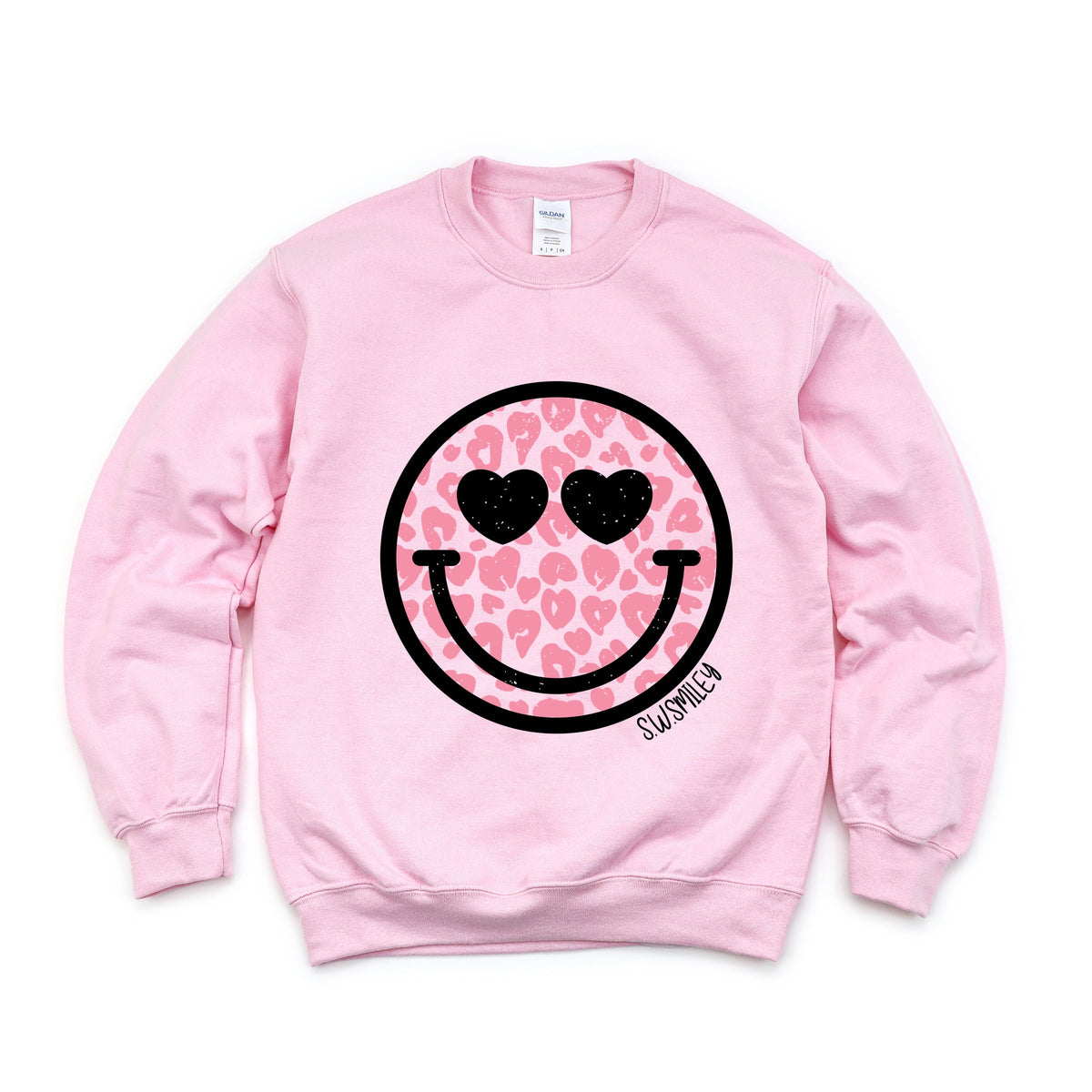 S.W.Smiley Leopard Heart Eyes Smiley -  Women's Graphic Sweatshirt