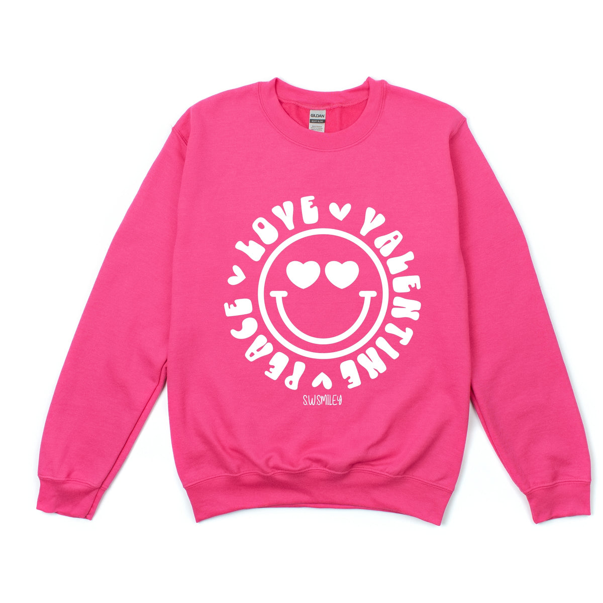 S.W.Smiley Peace Love Valentine Smiley -  Women's Graphic Sweatshirt