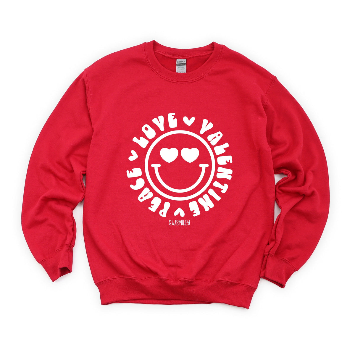 S.W.Smiley Peace Love Valentine Smiley -  Women's Graphic Sweatshirt