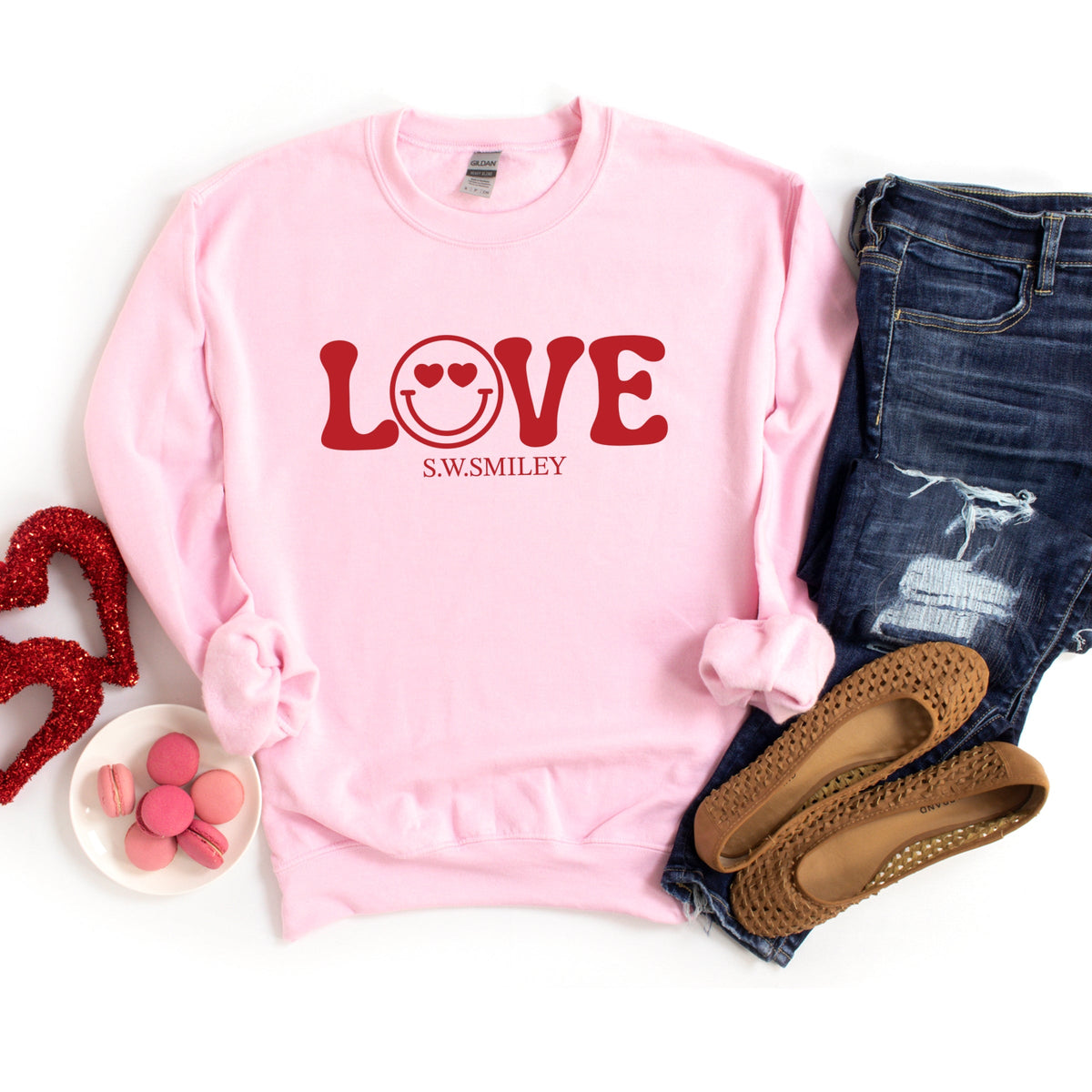 S.W.Smiley Love Smile -  Women's Graphic Sweatshirt